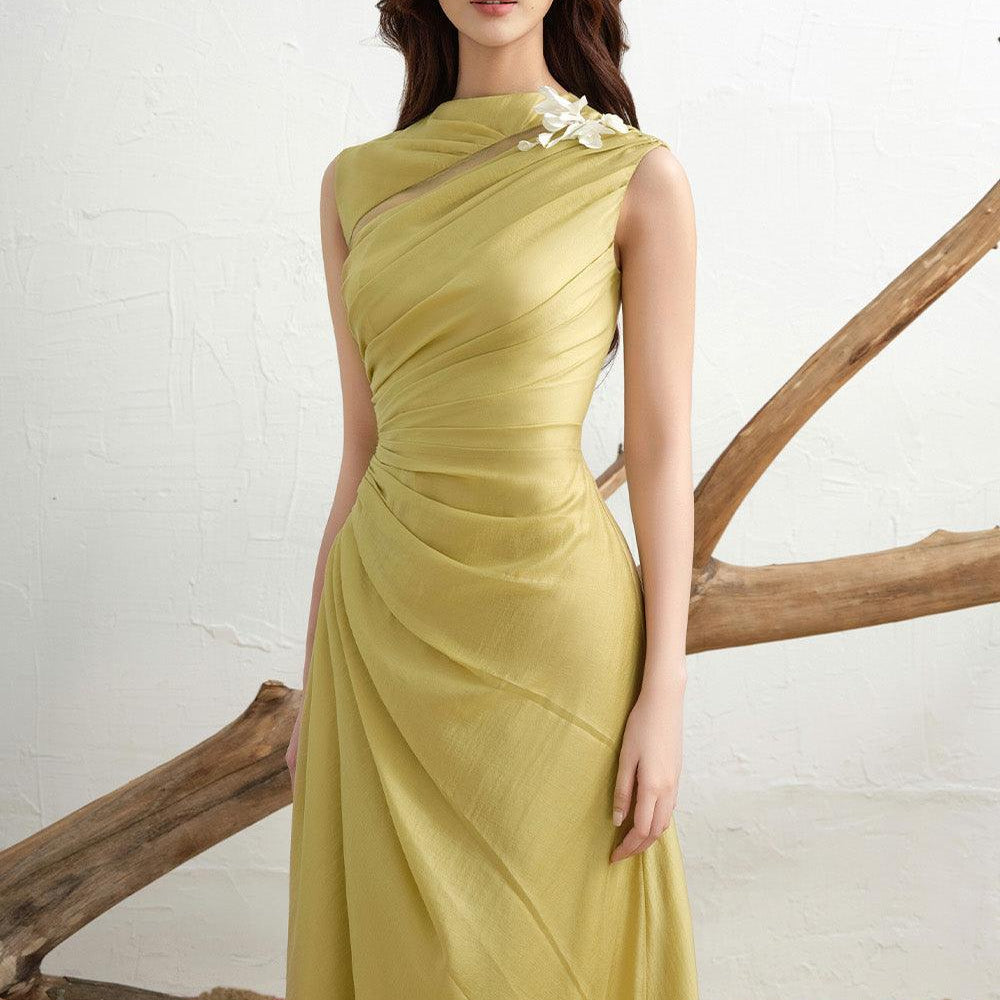 Dona A-line Sleeveless Silk Chiffon Floor Length Dress - MEAN BLVD