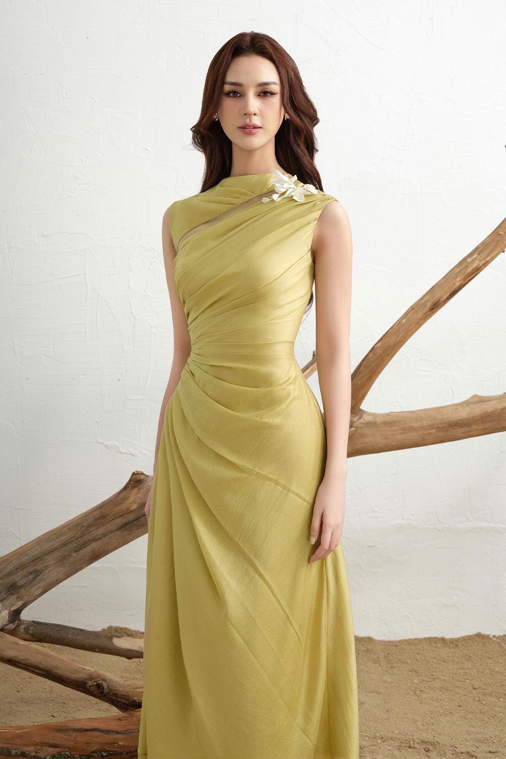 Women's Dona A-Line Sleeveless Silk Chiffon Floor Length Dress XS/S/M/L/XL/Customize Green Mean Blvd Green / Xs Women's Dona A-Line Sleeveless Silk Chiffon Floor Length Dress XS/S/M/L/XL/Customize Green Mean Blvd Green / Xs