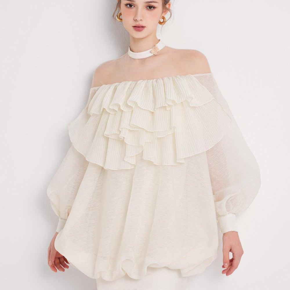 Donna Blouson Ruffle Layer Organza Mini Dress - MEAN BLVD