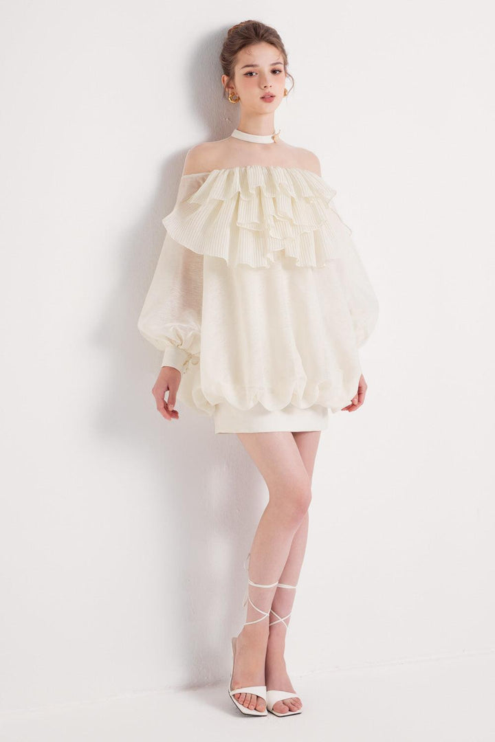 Donna Blouson Ruffle Layer Organza Mini Dress - MEAN BLVD