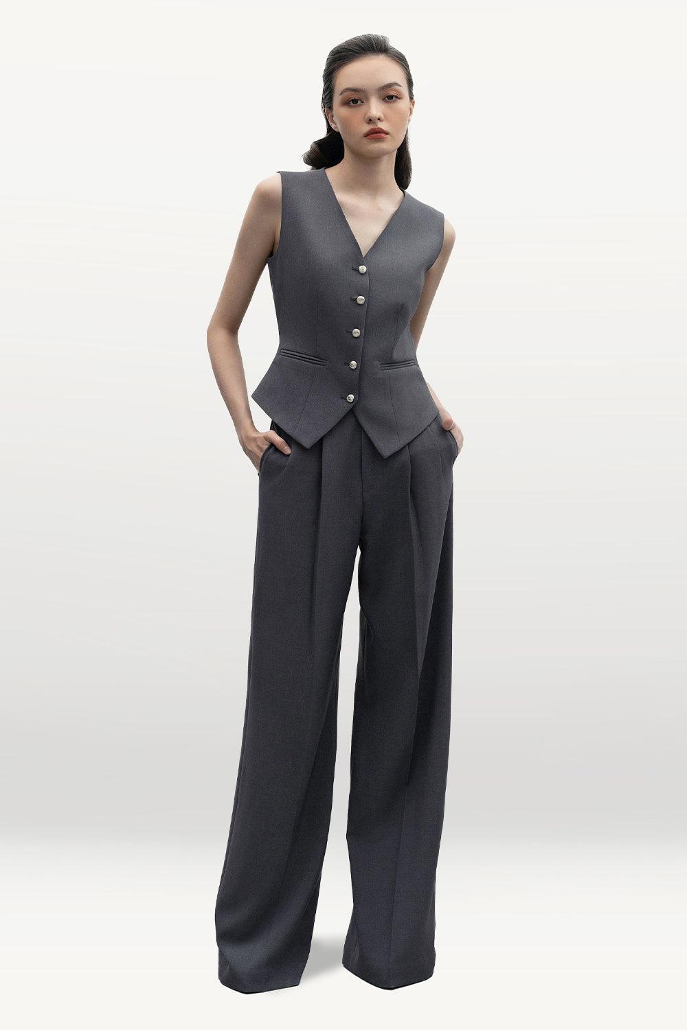 Donna Hourglass V-Neck Corduroy Vest - MEAN BLVD