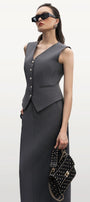 Donna Hourglass V-Neck Corduroy Vest - MEAN BLVD