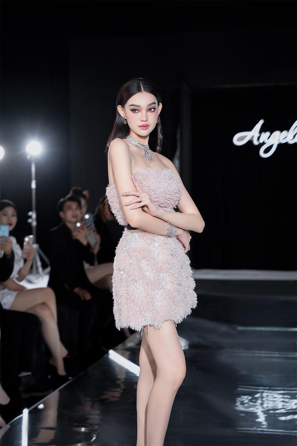 Dora A-line Straight Across Neck Faux Fur Mini Dress - MEAN BLVD