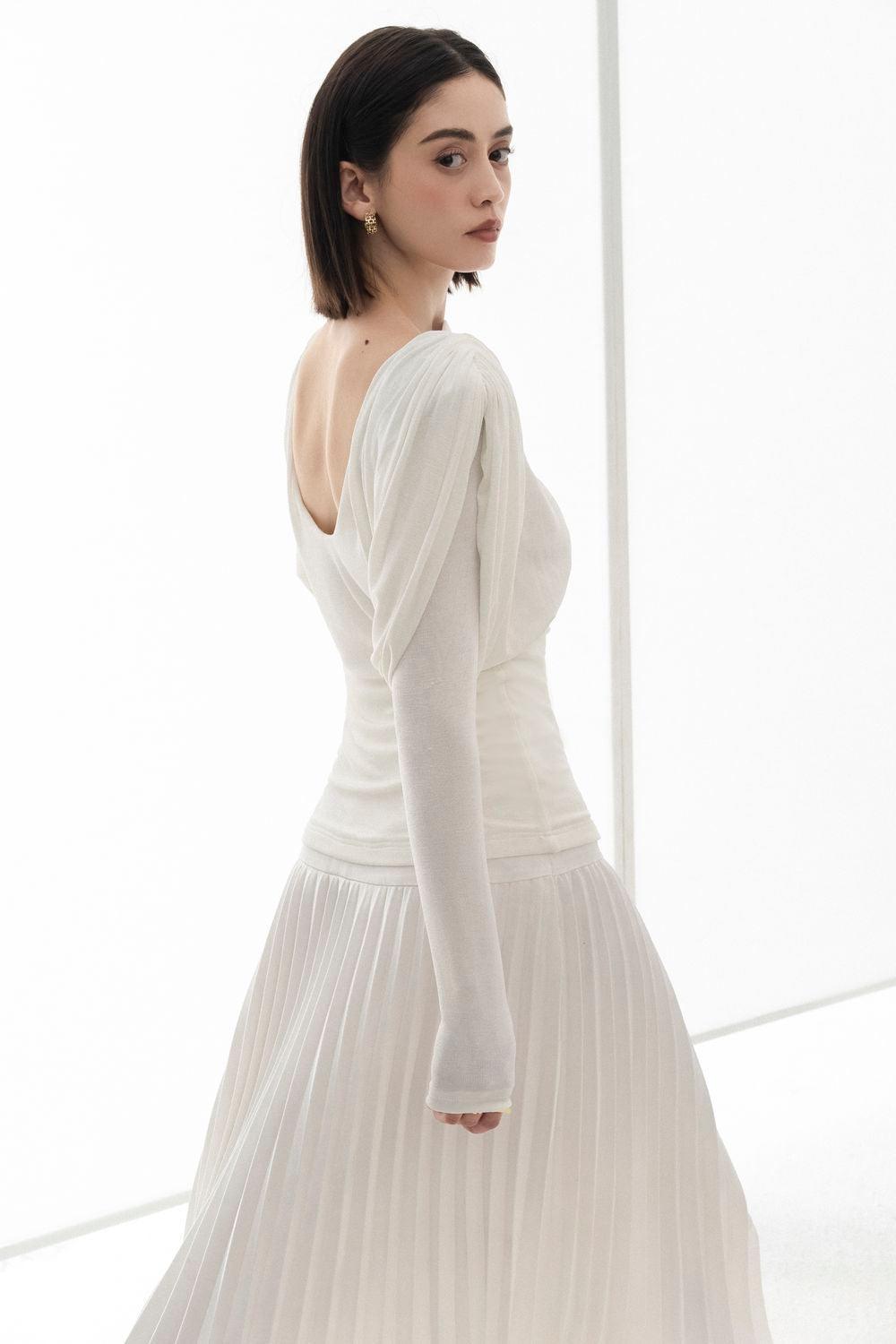 Doris Drop Waist Pleated Silk Midi Skirt - MEAN BLVD