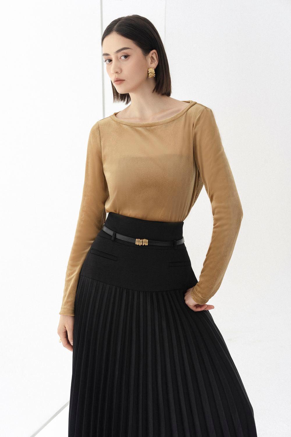 Doris Drop Waist Pleated Silk Midi Skirt - MEAN BLVD