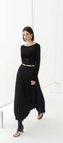 Doris Drop Waist Pleated Silk Midi Skirt - MEAN BLVD