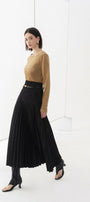 Doris Drop Waist Pleated Silk Midi Skirt - MEAN BLVD