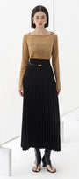 Doris Drop Waist Pleated Silk Midi Skirt - MEAN BLVD