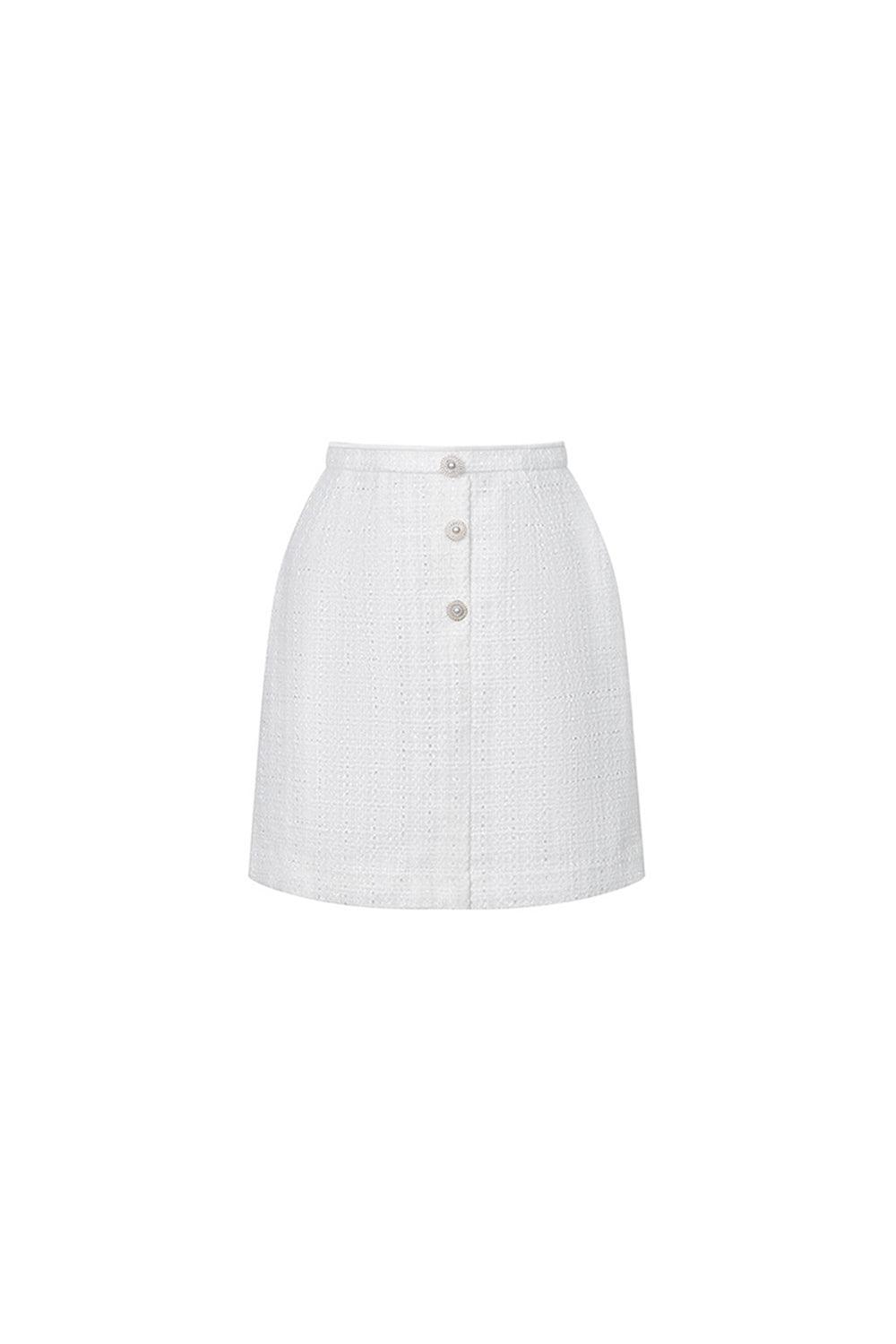 Dorothy A-line Button Tweed Mini Skirt - MEAN BLVD