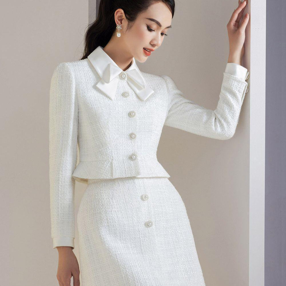 Dorothy A-line Button Tweed Mini Skirt - MEAN BLVD