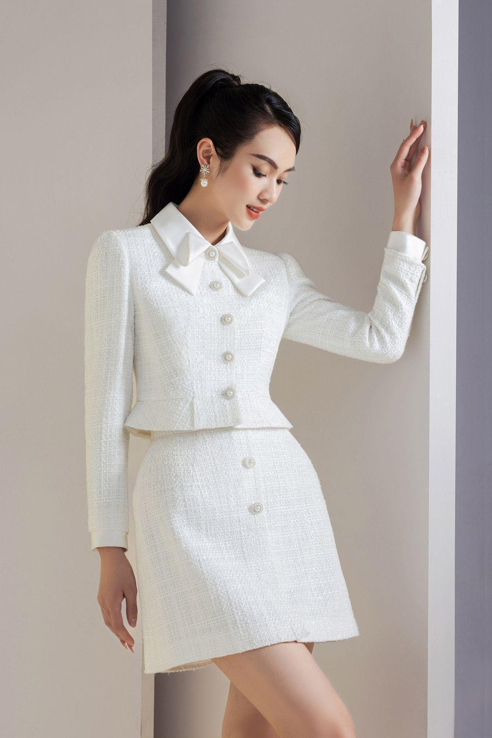 Dorothy A-line Button Tweed Mini Skirt - MEAN BLVD