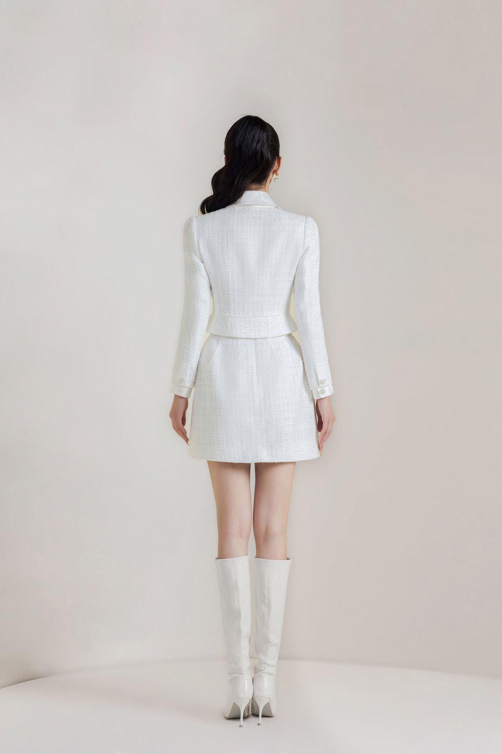 Dorothy A-line Button Tweed Mini Skirt - MEAN BLVD
