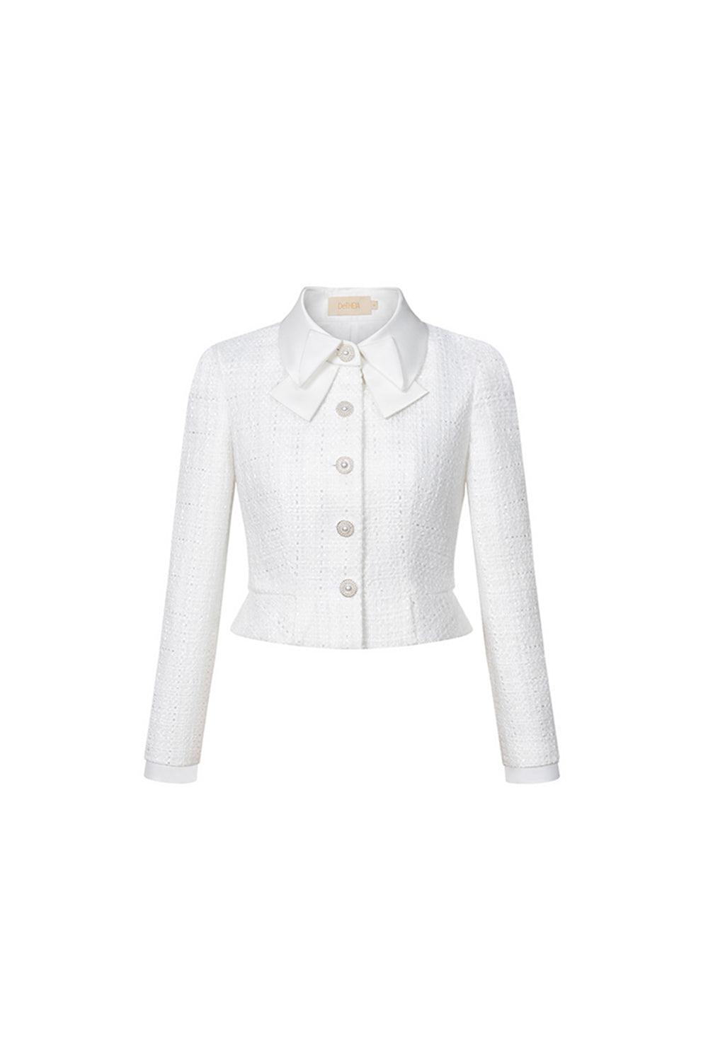 Dorothy Cropped Collared Neck Tweed Jacket - MEAN BLVD