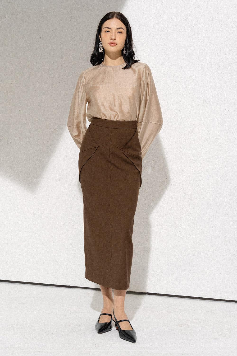 Dorsey Pencil High Waist Polycotton Midi Skirt - MEAN BLVD