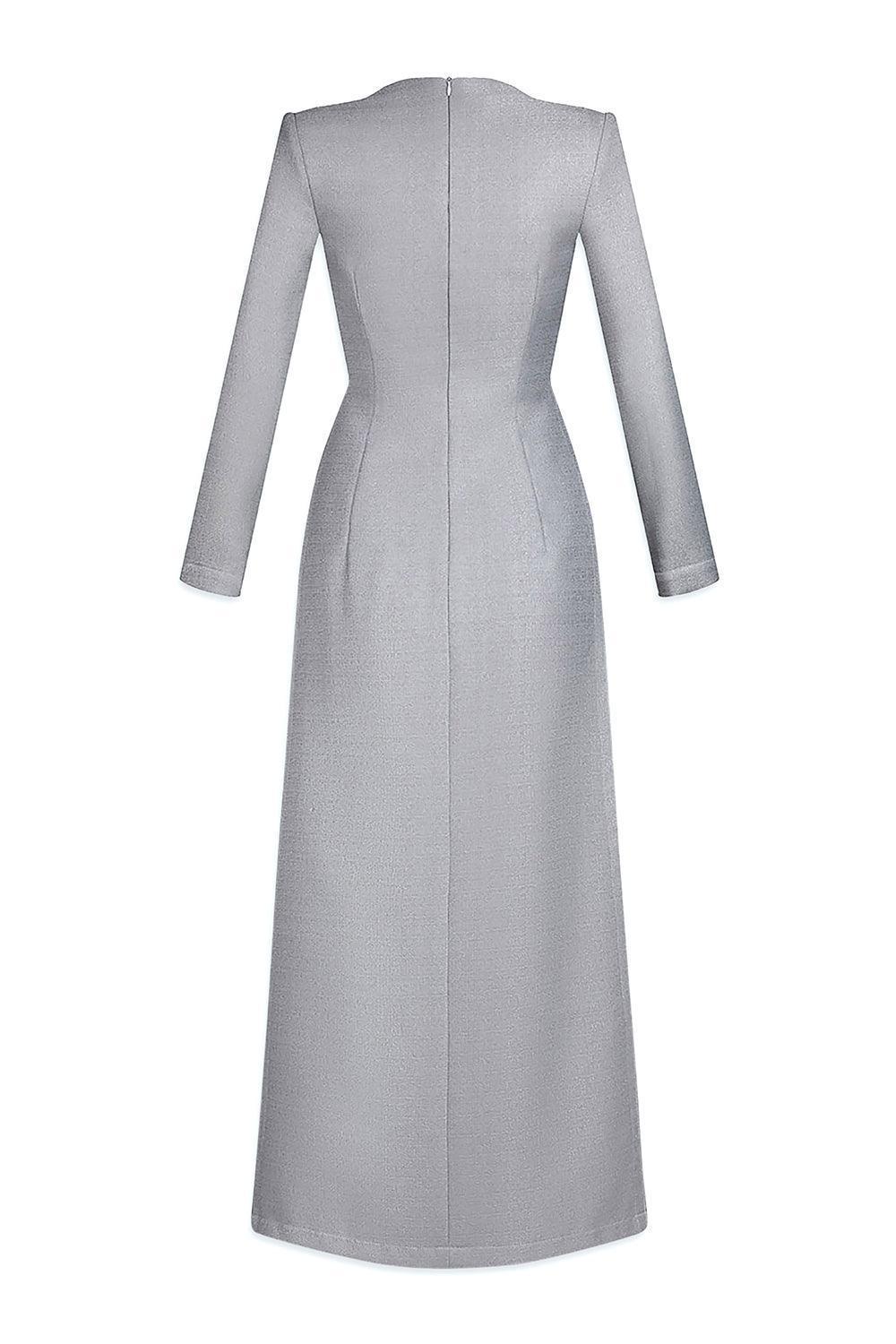 Dragon Sheath Round Neck Hopsacking Calf Length Ao Dai - MEAN BLVD