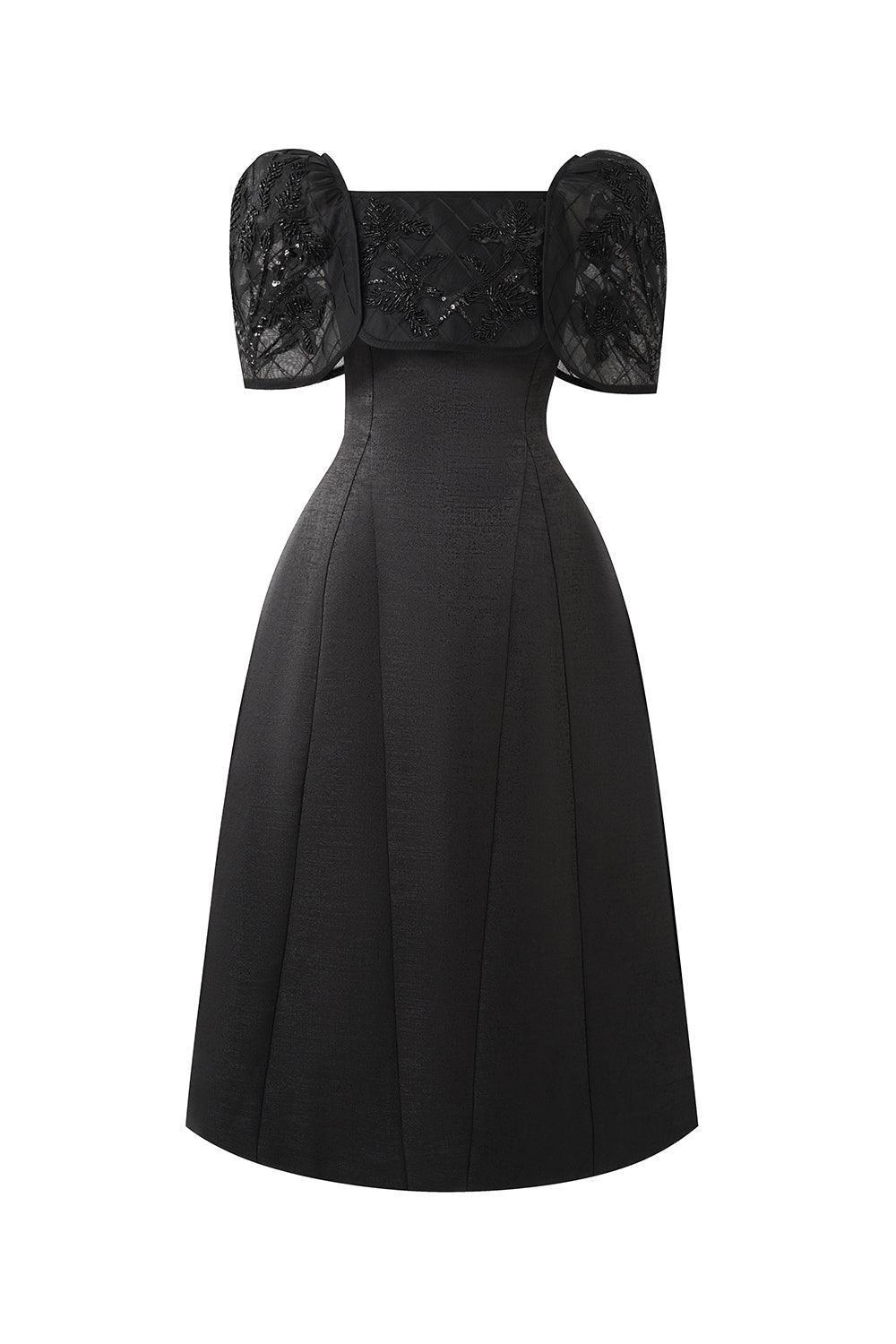 Dream A-line Cape Sleeved Taffeta Midi Dress - MEAN BLVD