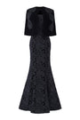 Dream Mermaid Cape Shoulder Velvet Floor Length Dress - MEAN BLVD