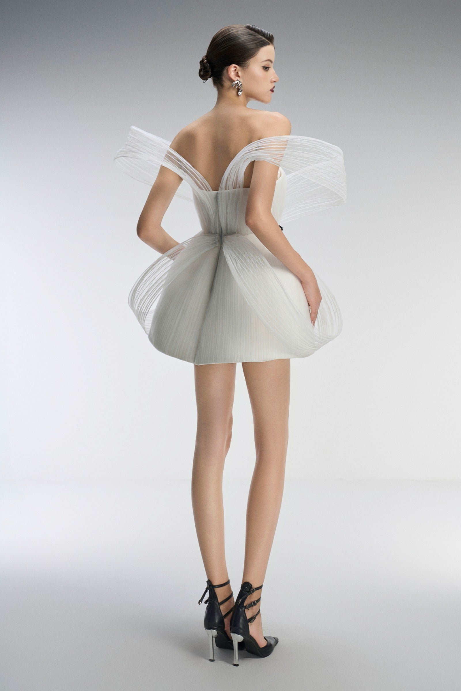 Vanila Couture Strapless Mini Dress With 3D Mesh Petals