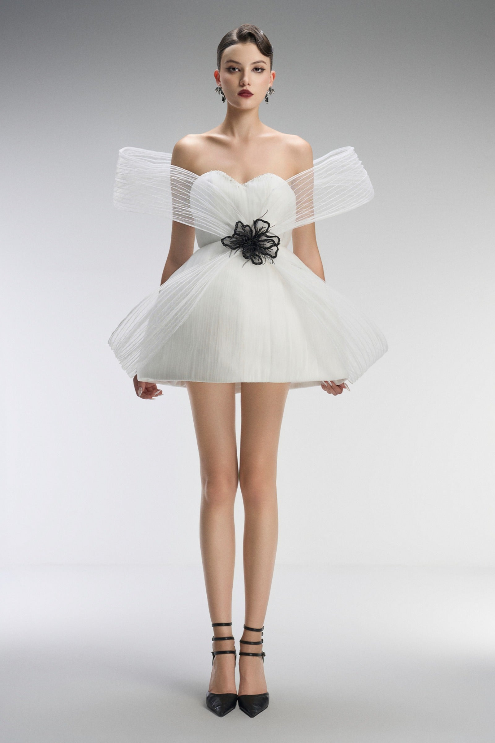 Vanila Couture Strapless Mini Dress With 3D Mesh Petals