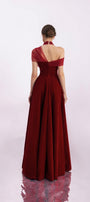 Duarte Fit and Flare Crossover Mesh Silk Floor Length Dress - MEAN BLVD