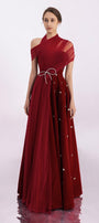 Duarte Fit and Flare Crossover Mesh Silk Floor Length Dress - MEAN BLVD