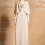 Earline Sheath Cape Sleeved Satin Floor Length Ao Dai - MEAN BLVD