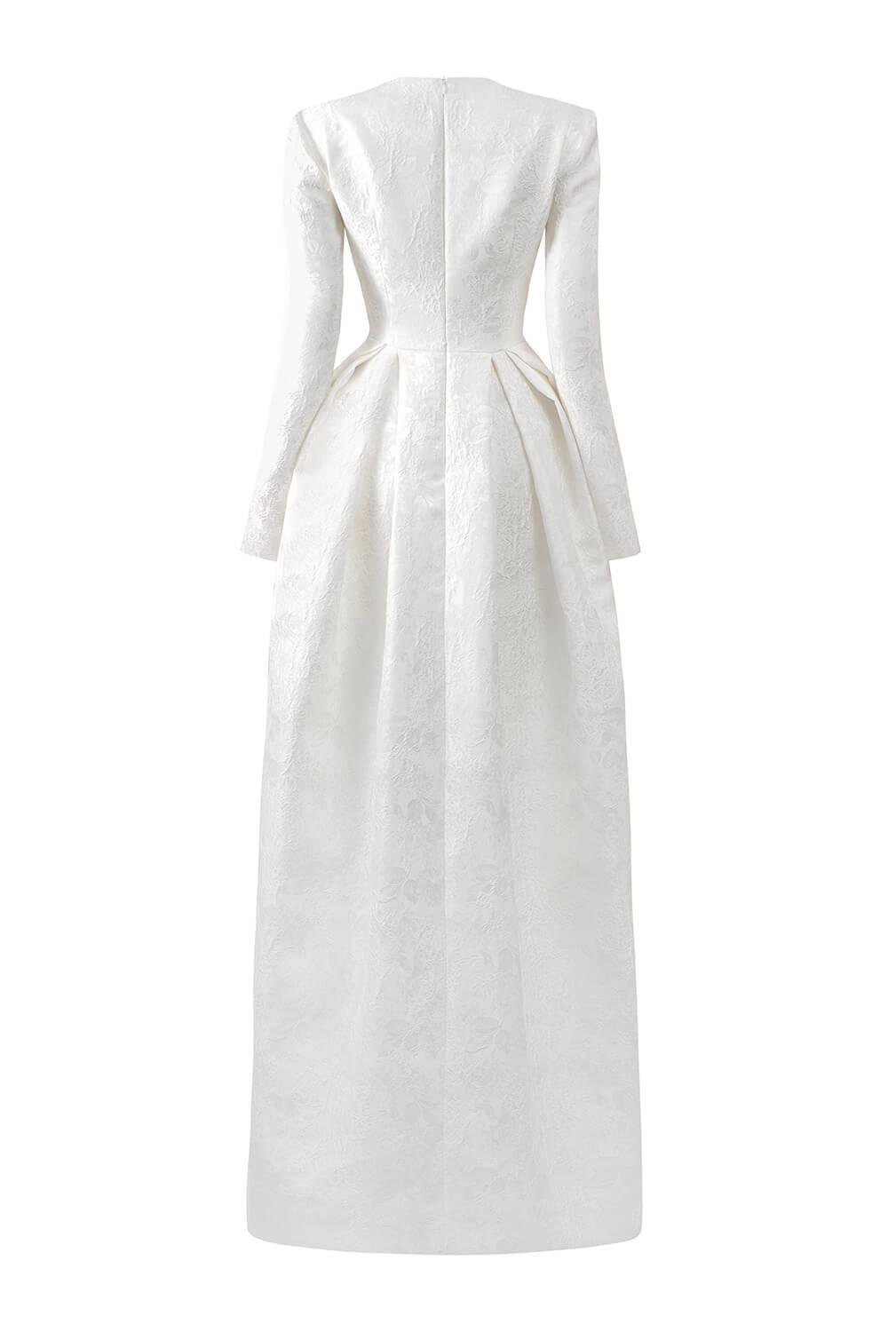 Echoes Ball Gown Long Sleeved Jacquard Floor Length Dress - MEAN BLVD