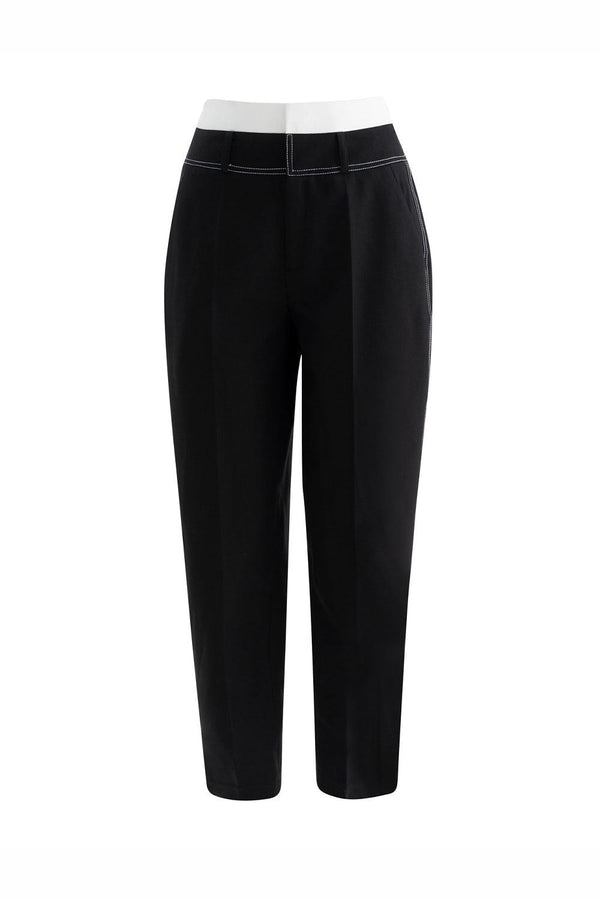 Eddy Pegged Contrasting Waistband Twill Ankle Length Pants - MEAN BLVD