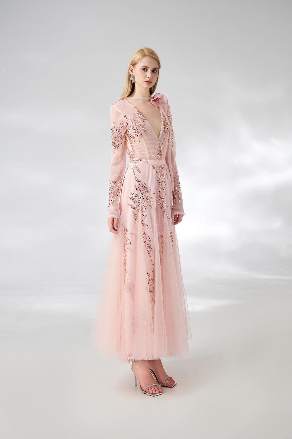 Edgar Gored Long Sleeved Organza Satin Ankle Length Set - MEAN BLVD