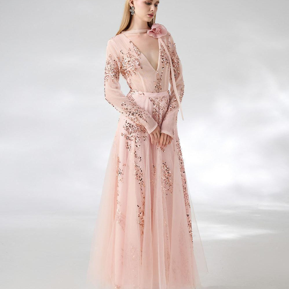 Edgar Gored Long Sleeved Organza Satin Ankle Length Set - MEAN BLVD
