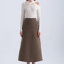 Edith A-line High Waist Twill Midi Skirt - MEAN BLVD