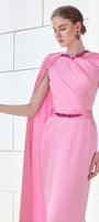 Efflores Pegged Round Neck Silk Floor Length Dress - MEAN BLVD