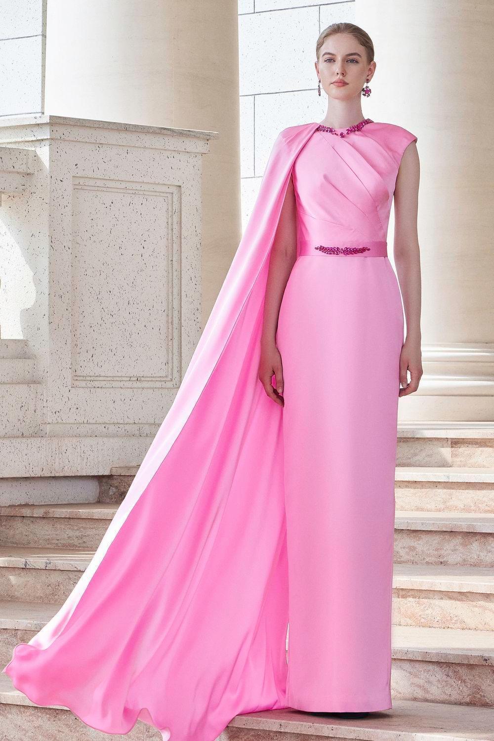 Efflores Pegged Round Neck Silk Floor Length Dress - MEAN BLVD