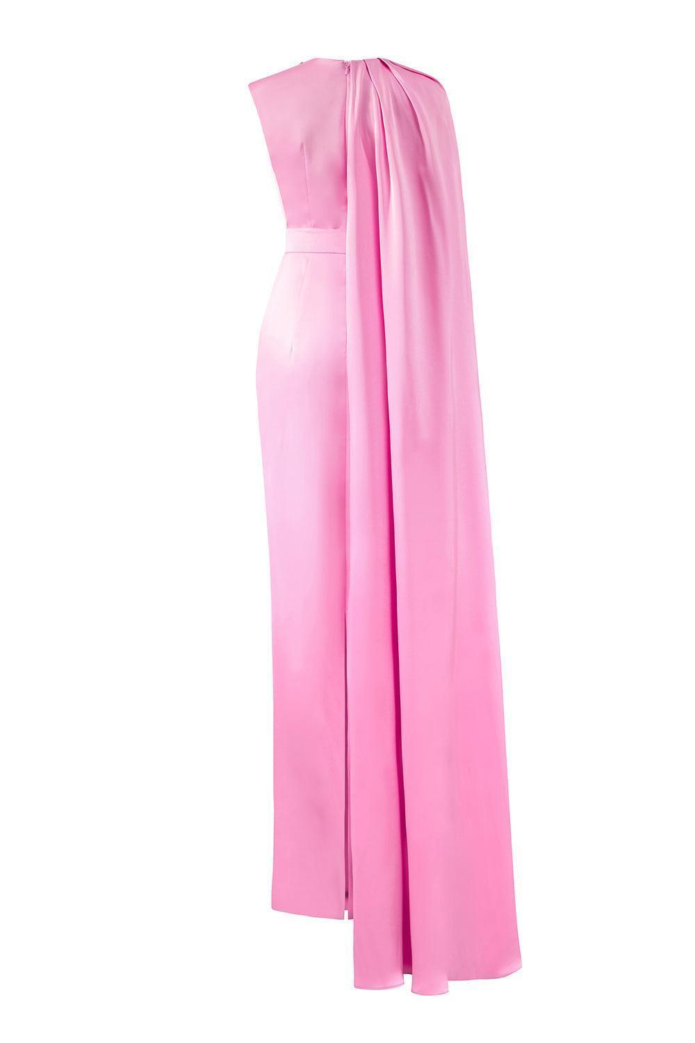 Efflores Pegged Round Neck Silk Floor Length Dress - MEAN BLVD
