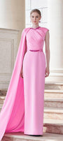 Efflores Pegged Round Neck Silk Floor Length Dress - MEAN BLVD