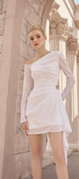 Eira A-line Asymmetric Shoulder Spandex Mini Dress - MEAN BLVD