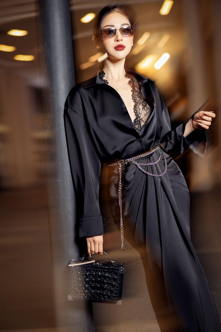 Eira Sarong Long Sleeved Silk Midi Dress - MEAN BLVD