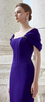 Elation Sheath Off-Shoulder Taffeta Floor Length Dress - MEAN BLVD