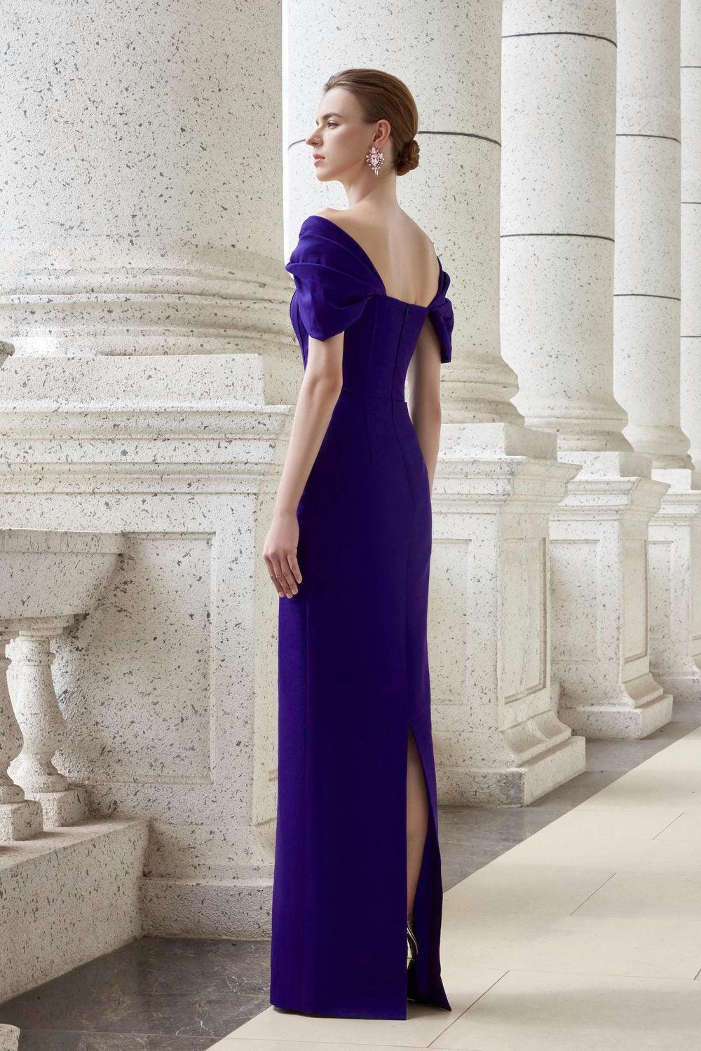 Elation Sheath Off-Shoulder Taffeta Floor Length Dress - MEAN BLVD