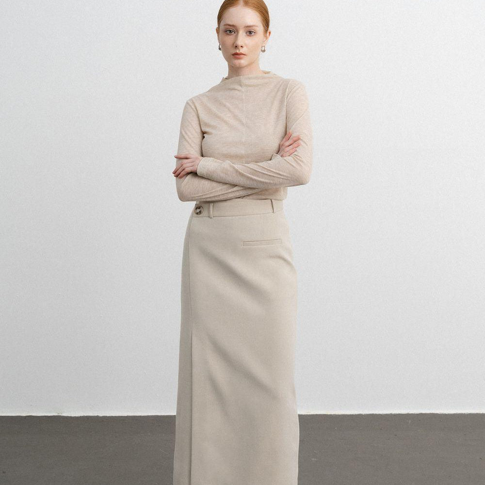 Eleanor Sheath Asymmetric Polycotton Midi Skirt - MEAN BLVD