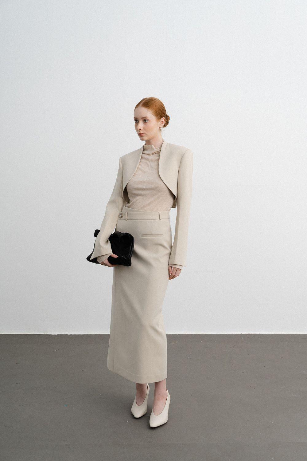 Eleanor Sheath Asymmetric Polycotton Midi Skirt - MEAN BLVD