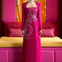 Elegyn A-line Queen Anne Neck Velvet Satin Maxi Dress - MEAN BLVD