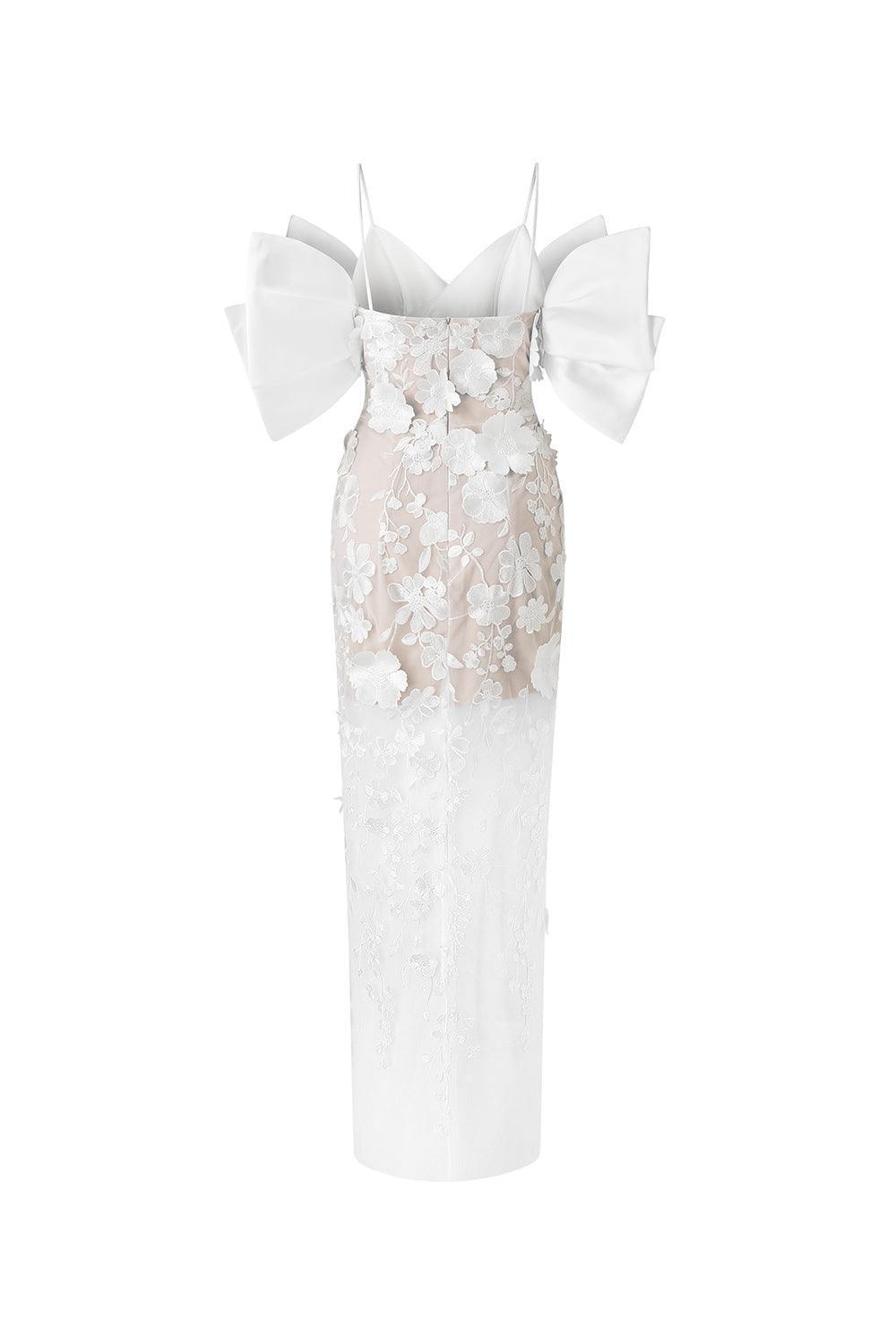 Elena Bodycon Cold Shoulder Sleeved Lace Ankle Length Dress - MEAN BLVD