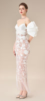 Elena Bodycon Cold Shoulder Sleeved Lace Ankle Length Dress - MEAN BLVD