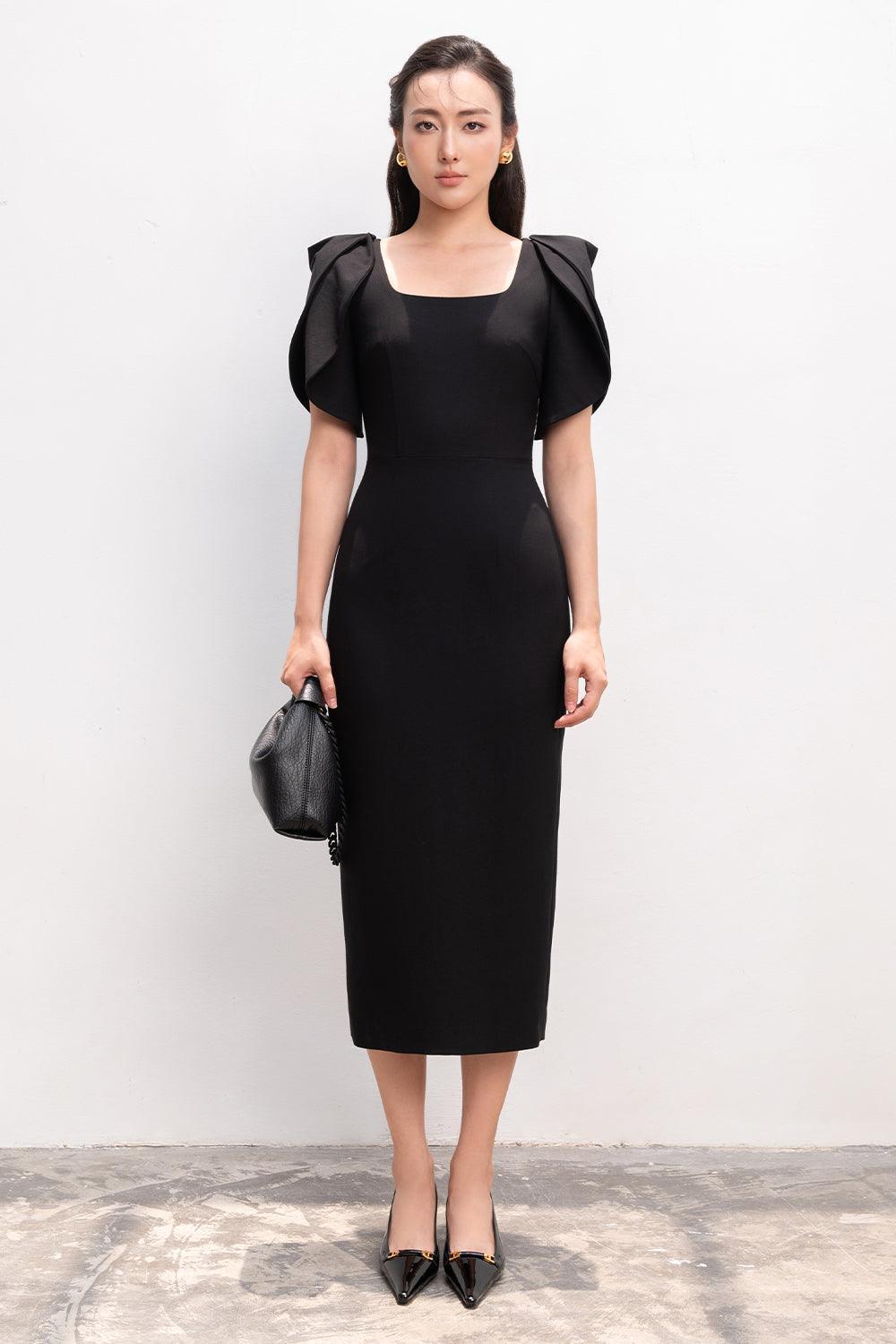 Elena Pencil Short Sleeved Polycotton Midi Dress - MEAN BLVD