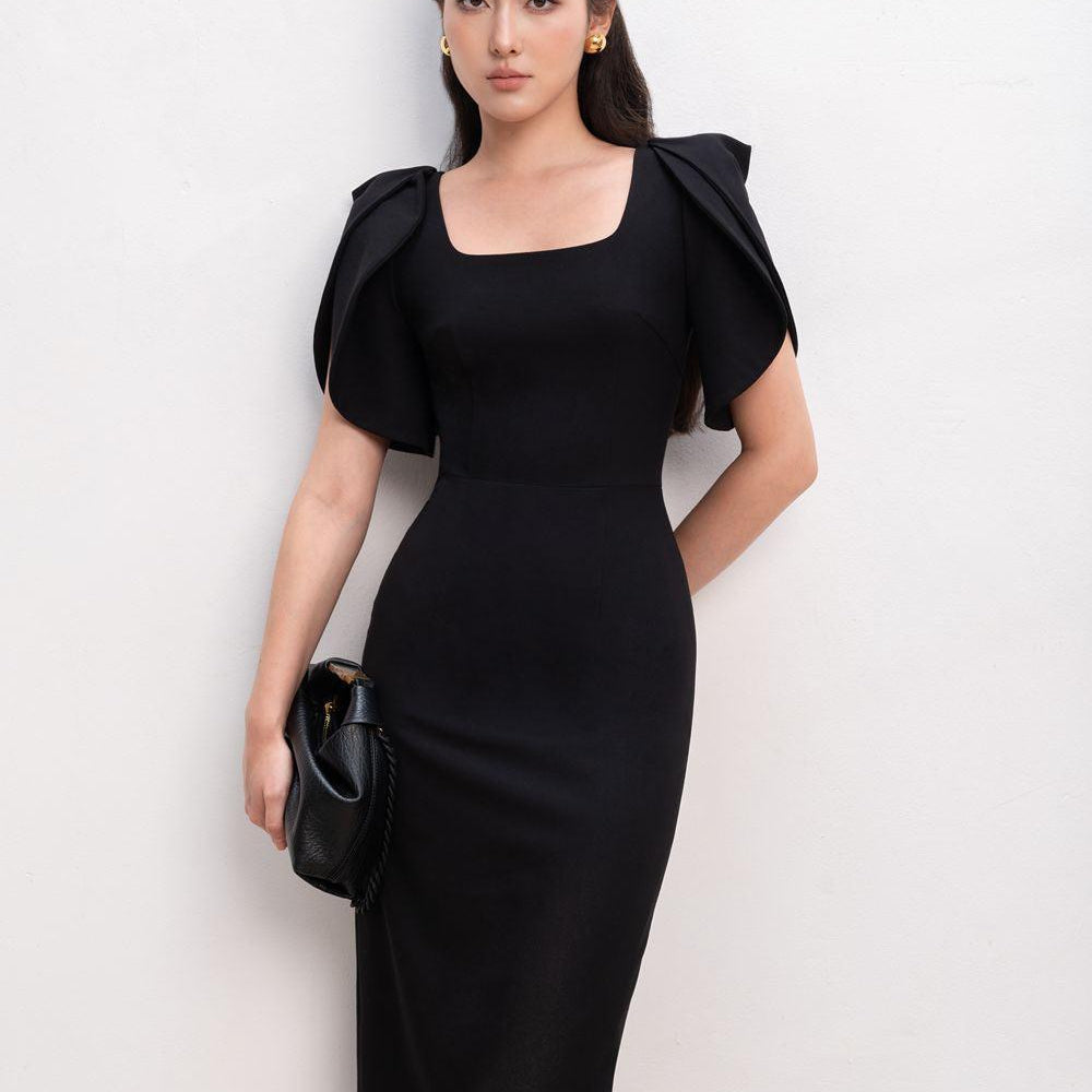 Elena Pencil Short Sleeved Polycotton Midi Dress - MEAN BLVD
