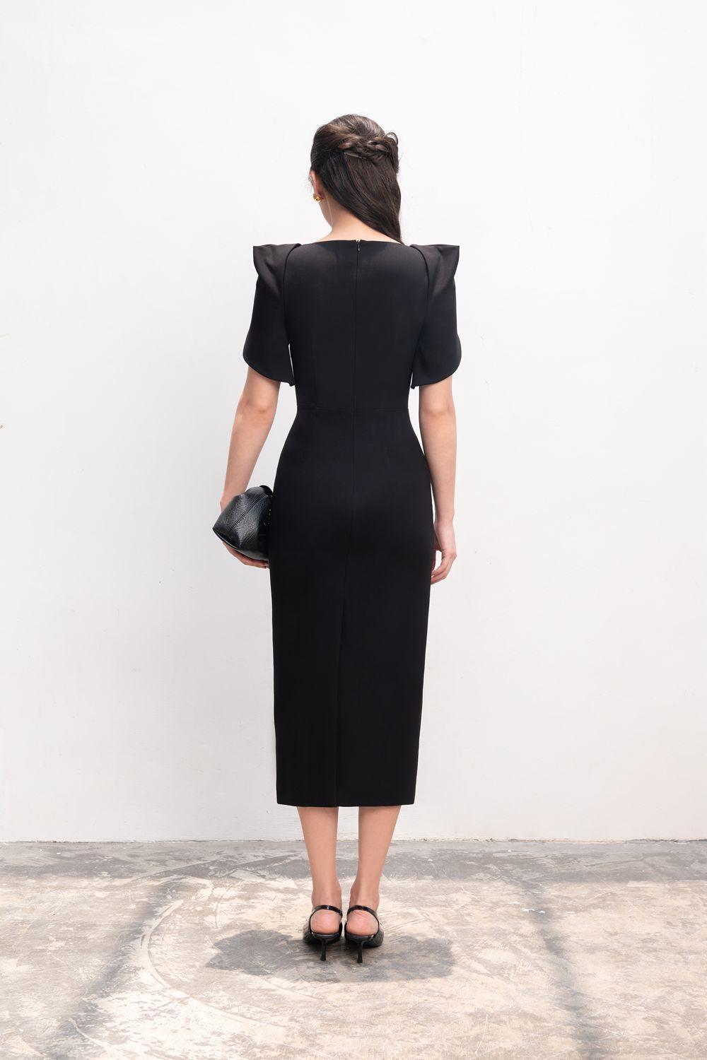 Elena Pencil Short Sleeved Polycotton Midi Dress - MEAN BLVD