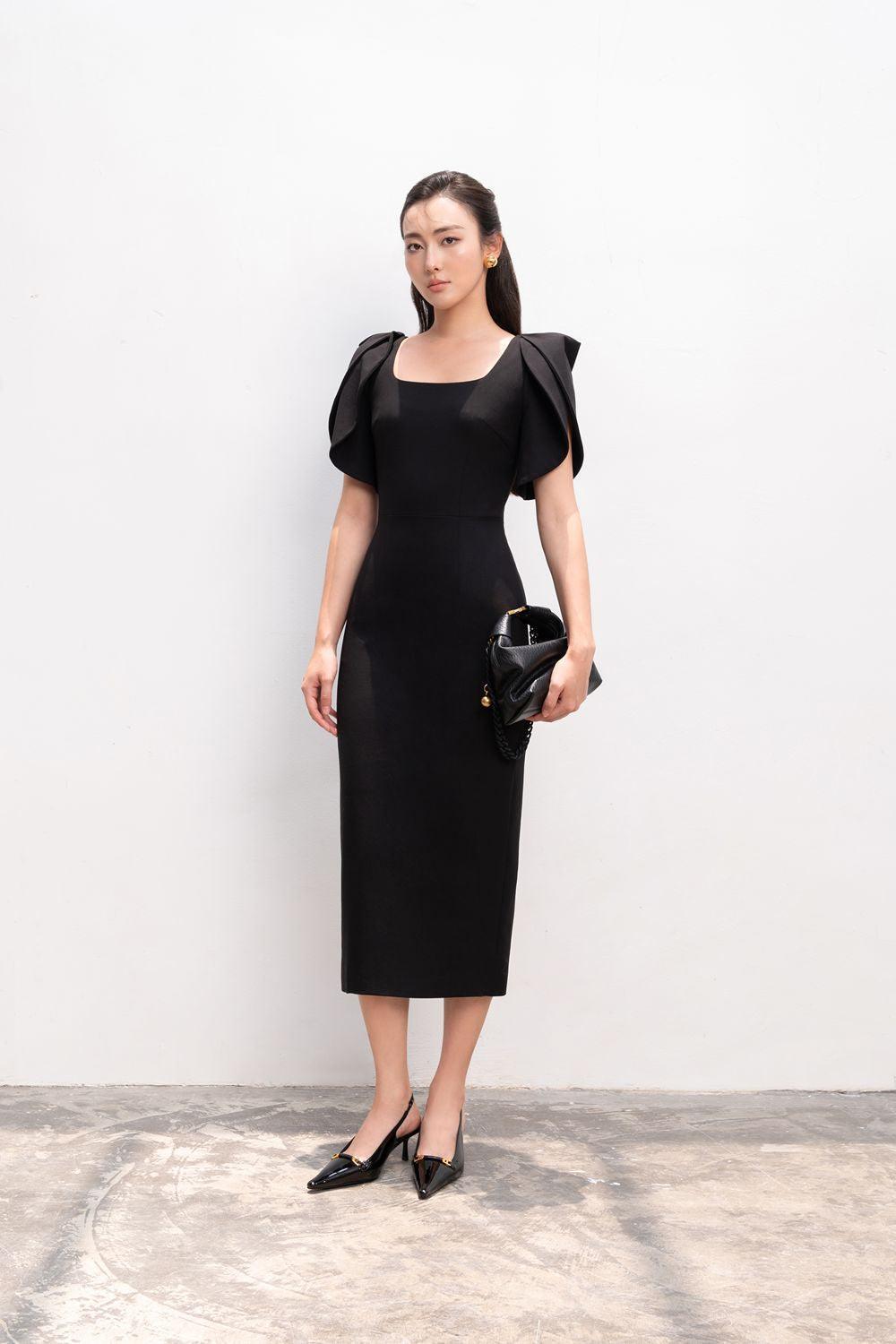 Elena Pencil Short Sleeved Polycotton Midi Dress - MEAN BLVD