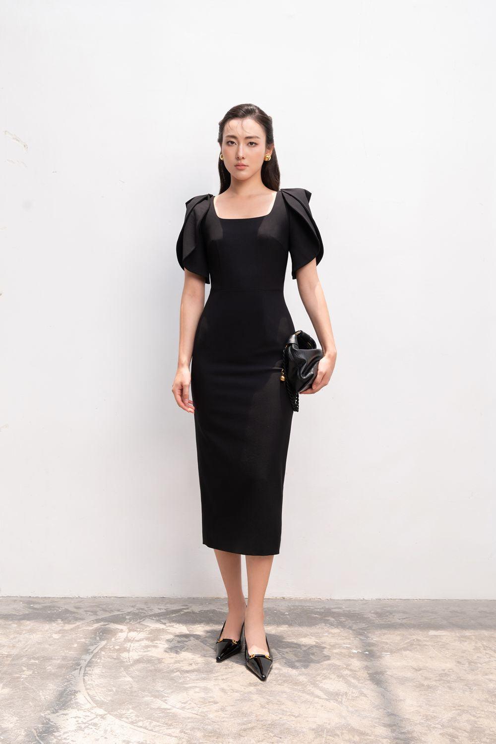 Elena Pencil Short Sleeved Polycotton Midi Dress - MEAN BLVD