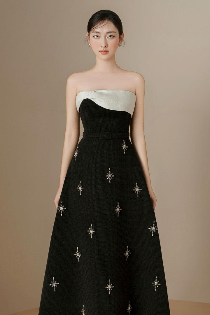 Elenor A-line Stone Tweed Midi Dress - MEAN BLVD